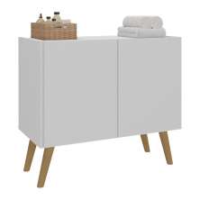 Gabinete Armário de Banheiro 62,5cm Retrô 2 Portas Multimóveis MP5045 Branco/Natural