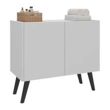 Gabinete Armário de Banheiro 62,5cm Retrô 2 Portas Multimóveis MP5045 Branco/Preto