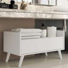 Gabinete Balcão Banheiro 80 cm c/ Pés Retrô Multimóveis Branco
