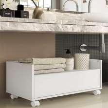Gabinete Balcão Banheiro 80 cm c/ Rodízios Multimóveis Branco