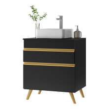 Gabinete Banheiro 1 Porta e 1 Gaveta Retrô 70cm Multimóveis V5024 Preto