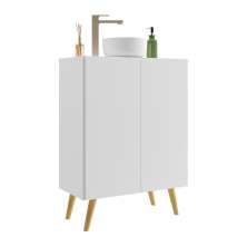 Gabinete Banheiro 2 Portas Retrô 63cm Multimóveis V5006 Branco/Natural