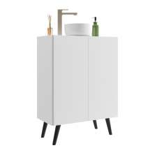 Gabinete Banheiro 2 Portas Retrô 63cm Multimóveis V5006 Branco/Preto