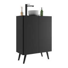 Gabinete Banheiro 2 Portas Retrô 63cm Multimóveis V5006 Preto