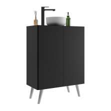 Gabinete Banheiro 2 Portas Retrô 63cm Multimóveis V5006 Preto/Branco