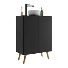 Gabinete Banheiro 2 Portas Retrô 63cm Multimóveis V5006 Preto/Natural