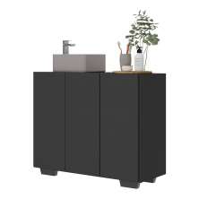 Gabinete Banheiro 3 Portas 90cm Multimóveis V5031 Preto