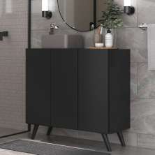 Gabinete Banheiro 3 Portas Retrô 90cm Multimóveis MP5030 Preto