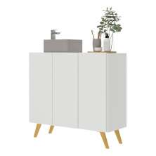 Gabinete Banheiro 3 Portas Retrô 90cm Multimóveis V5030 Branco/Natural