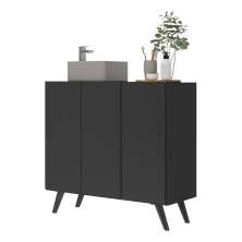 Gabinete Banheiro 3 Portas Retrô 90cm Multimóveis V5030 Preto