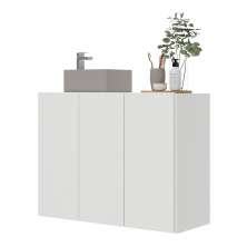Gabinete Banheiro 3 Portas Suspenso 90cm Multimóveis V5029 Branco