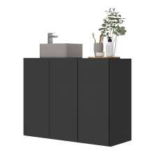 Gabinete Banheiro 3 Portas Suspenso 90cm Multimóveis V5029 Preto