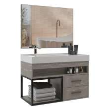 Gabinete Banheiro com Espelheira 80cm Multimóveis VCR10071 - Marmo Crema