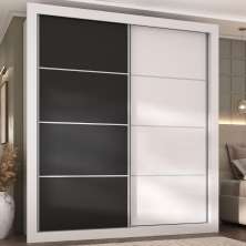 Guarda-Roupas Casal 2 Portas de Correr 4 Gavetas Alasca Multimóveis MP4265 Branco/Preto