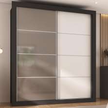 Guarda-Roupas Casal 2 Portas de Correr 4 Gavetas Chicago Multimóveis MP4267 Branco/Lacca Fumê