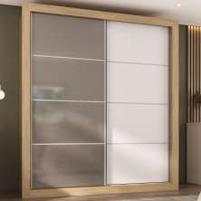 Guarda-Roupas Casal 2 Portas de Correr 4 Gavetas Dallas Multimóveis MP4270 Branco/Lacca Fumê