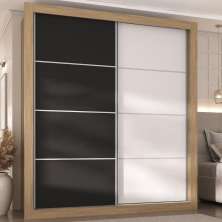 Guarda-Roupas Casal 2 Portas de Correr 4 Gavetas Dallas Multimóveis MP4271 Branco/Preto