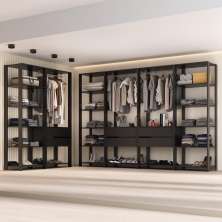 Guarda-Roupas Closet Modulado 405cm 6 Peças com 6 Gavetas e Cabideiros Multimóveis MP4322 Preto