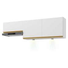 Kit 2 Armários de Cozinha Aéreos 3 Portas com Leds Veneza Multimóveis MP2146 Branco/Dourado