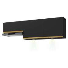 Kit 2 Armários de Cozinha Aéreos 3 Portas com Leds Veneza Multimóveis MP2146 Preto/Dourado