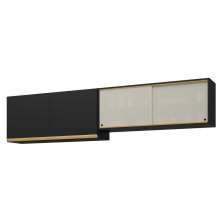 Kit 2 Armários de Cozinha Aéreos 4 Portas Veneza Multimóveis MP2150 Preto/Dourado