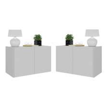 Kit 2 Mesas de Cabeceira 2 Portas Multimóveis MP4135 Branco