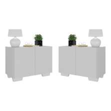 Kit 2 Mesas de Cabeceira 2 Portas e Pés Multimóveis MP4139 Branco