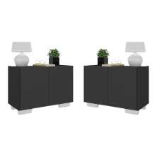 Kit 2 Mesas de Cabeceira 2 Portas e Pés Multimóveis MP4139 Preto/Branco