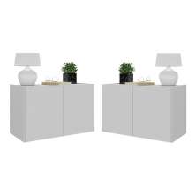 Kit 2 Mesas de Cabeceira Suspensas 2 Portas Multimóveis MP4137 Branco