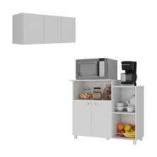 Kit Armário de Cozinha 3 Portas com Balcão Multiuso/Fruteira Multimóveis MP2237 Branco