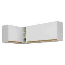 Kit Armário de Cozinha Aéreo Canto 90cm e Aéreo 120cm Veneza Multimóveis MP2148 Branco/Dourado