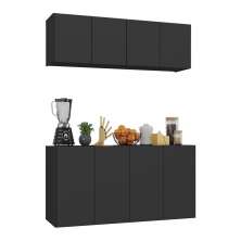 Kit Armário de Cozinha e Aparador 4 Portas Multimóveis MP2162 Preto
