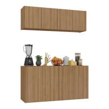 Kit Armário de Cozinha e Aparador 4 Portas Multimóveis MP2162 Rustic