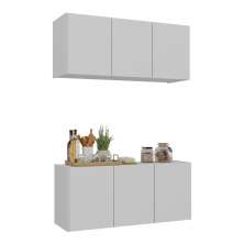 Kit Armário de Cozinha e Balcão 3 Portas Multimóveis MP2164 Branco