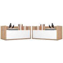 Kit c/ 2 Mesas de Cabeceira 80 cm Suspensa Multimóveis Rustic/Branco