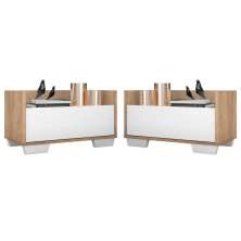 Kit c/ 2 Mesas de Cabeceira 80 cm c/ Pés Quadrados Multimóveis Rustic/Branco