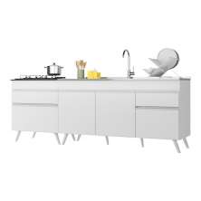 Kit com 2 Balcões de Cozinha 150cm e 70cm Veneza Multimóveis V2073 Branco