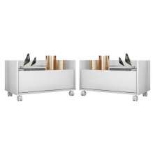 Kit com 2 Mesas de Cabeceira 60 cm com Rodízios Multimóveis FG3635 Branca