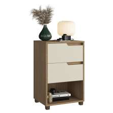 Mesa de Cabeceira 45cm com 2 Gavetas Multimóveis CR35244 Branco/Nature