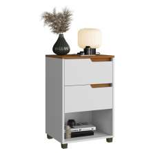 Mesa de Cabeceira 45cm com 2 Gavetas Multimóveis CR35244 Nature/Champanhe