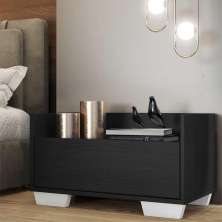 Mesa de Cabeceira 60 cm c/ Pés Quadrados Multimóveis Preta/Branca