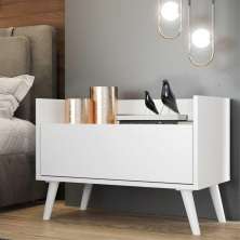 Mesa de Cabeceira 60 cm c/ Pés Retrô Multimóveis Branca