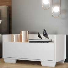Mesa de Cabeceira 80 cm c/ Pés Quadrados Multimóveis Branca
