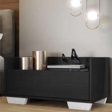 Mesa de Cabeceira 80 cm c/ Pés Quadrados Multimóveis Preta/Branca