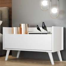 Mesa de Cabeceira 80 cm c/ Pés Retrô Multimóveis Branca