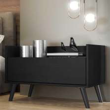 Mesa de Cabeceira 80 cm c/ Pés Retrô Multimóveis Preta