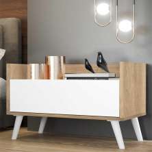 Mesa de Cabeceira 80 cm c/ Pés Retrô Multimóveis Rustic/Branco