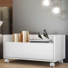 Mesa de Cabeceira 80 cm c/ Rodízios Multimóveis Branca