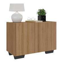 Mesa de Cabeceira com Pés 2 Portas Multimóveis MP4134 Rustic/Preta