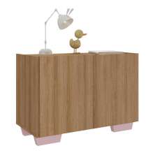 Mesa de Cabeceira com Pés 2 Portas Multimóveis MP4134 Rustic/Rosa